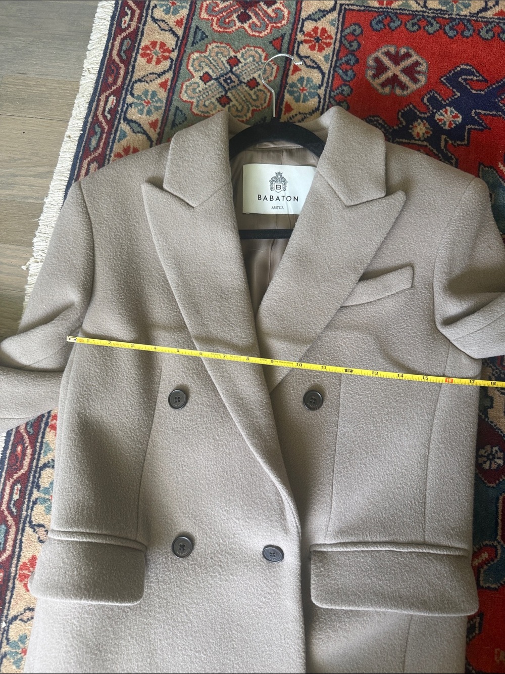 Aritzia Babaton Publication Wool Cashmere Double-Breasted Coat - Taupe (2XS) - Picture 11 of 12